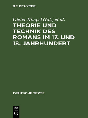 cover image of Theorie und Technik des Romans im 17. und 18. Jahrhundert